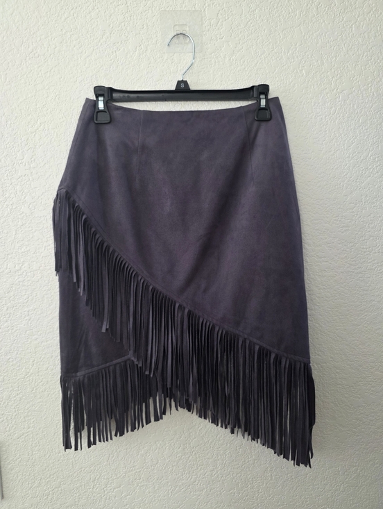 Honey Punch Dresses & Skirts - Honey Punch Faux Suede Fringe Skirt S Boho Western